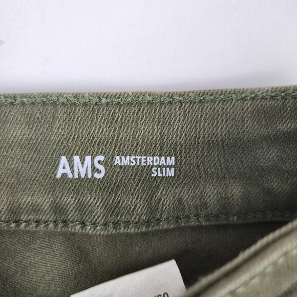 Warp + Weft Jeans Mens 28x30 Green Ams Amsterdam Slim Denim NWT - Picture 6 of 13